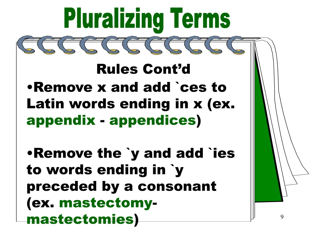pluralizing terms 1