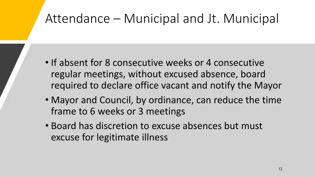 attendance municipal and jt municipal