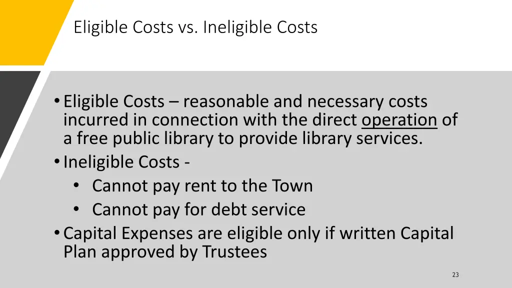 eligible costs vs ineligible costs