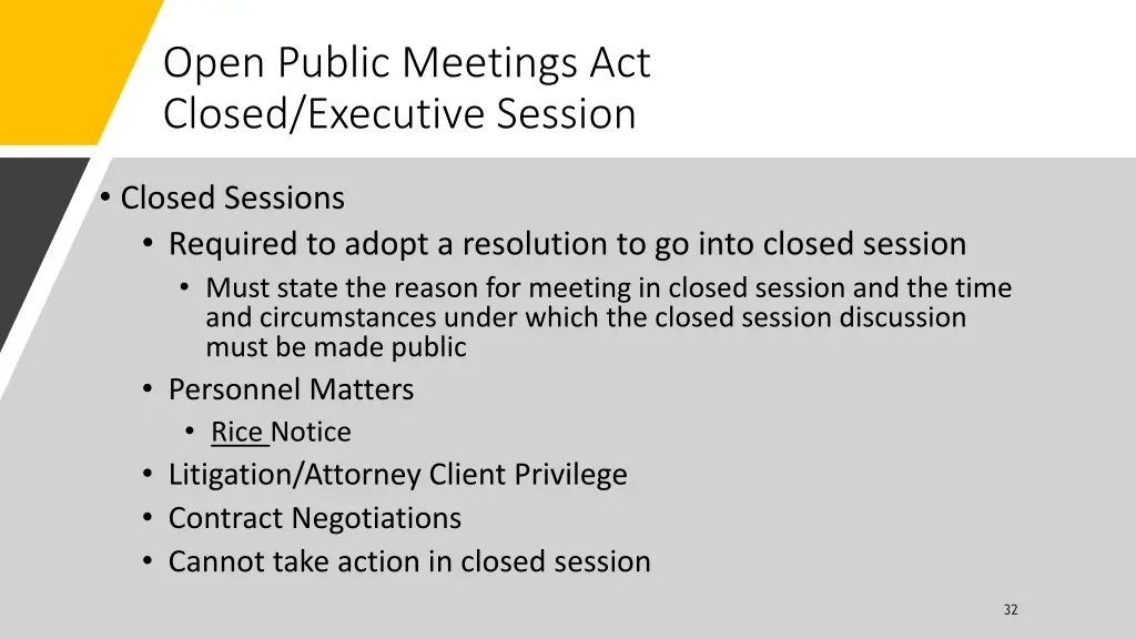 open public meetings act closed executive session