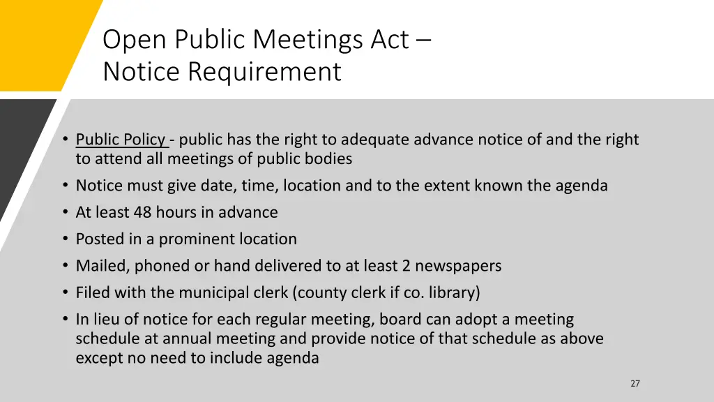 open public meetings act notice requirement