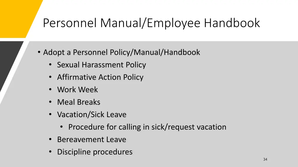 personnel manual employee handbook