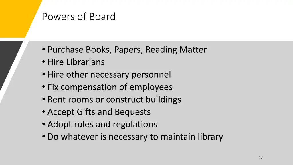 powers of board