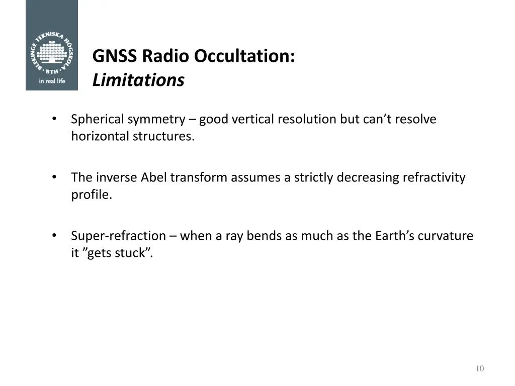 gnss radio occultation limitations
