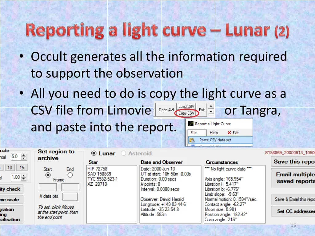 occult generates all the information required