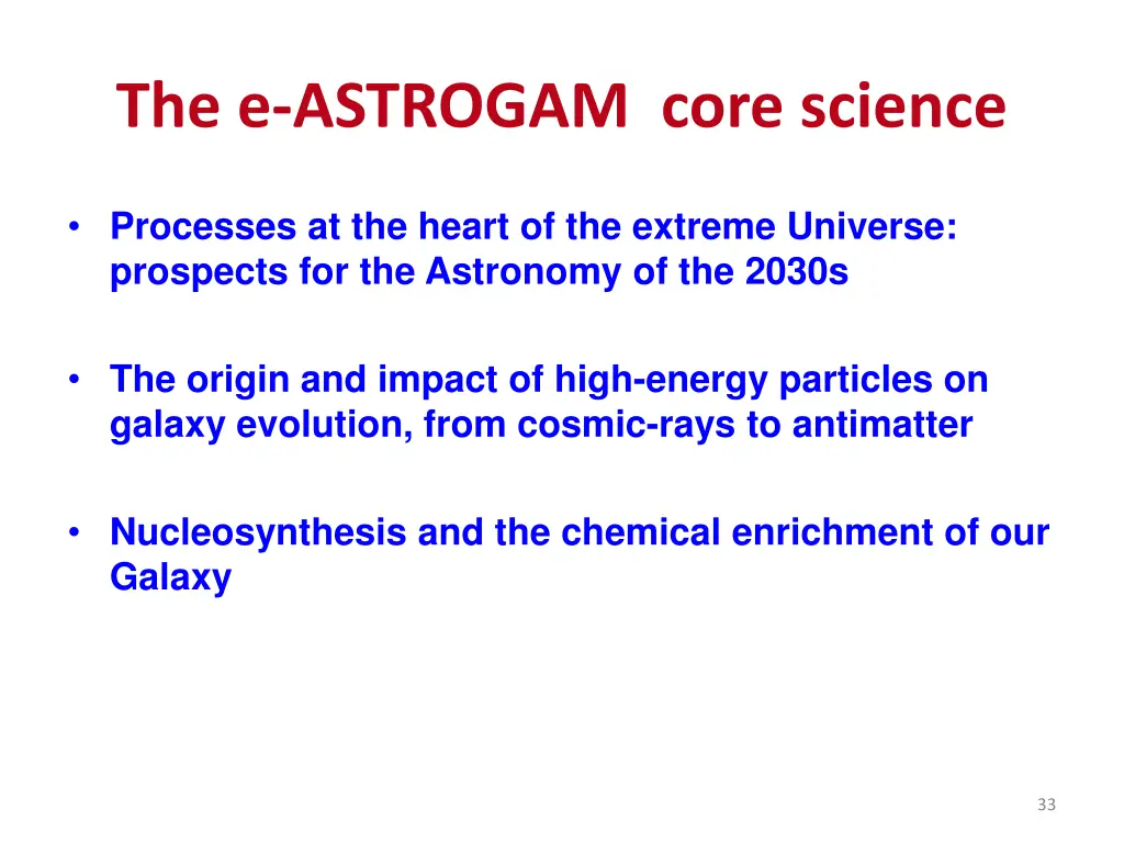 the e astrogam core science