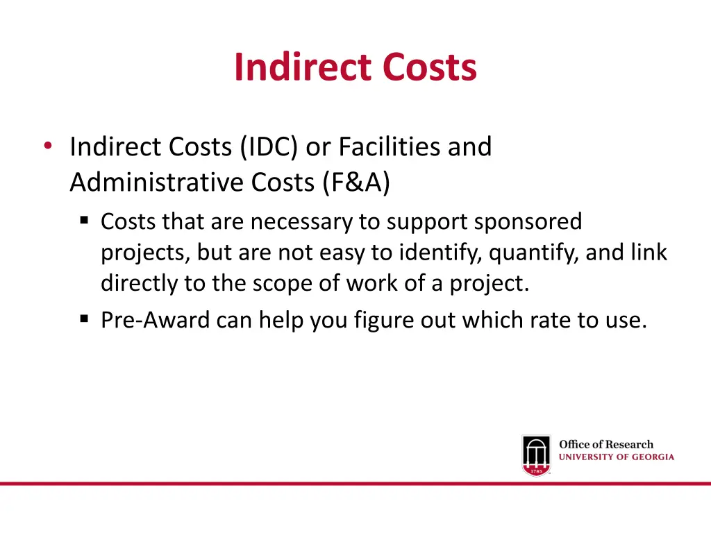 indirect costs