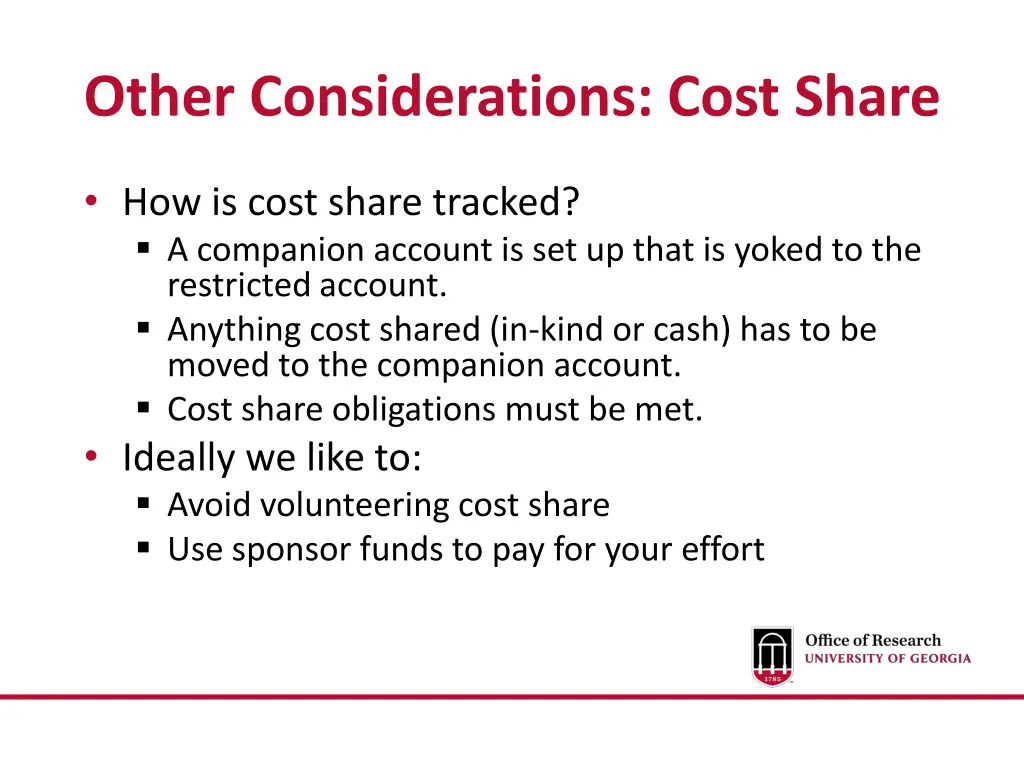 other considerations cost share 1