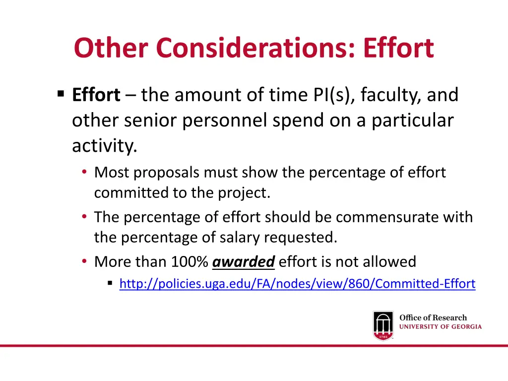other considerations effort