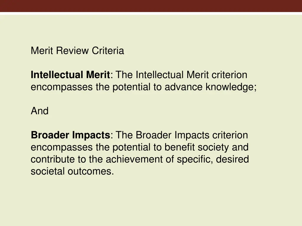 merit review criteria