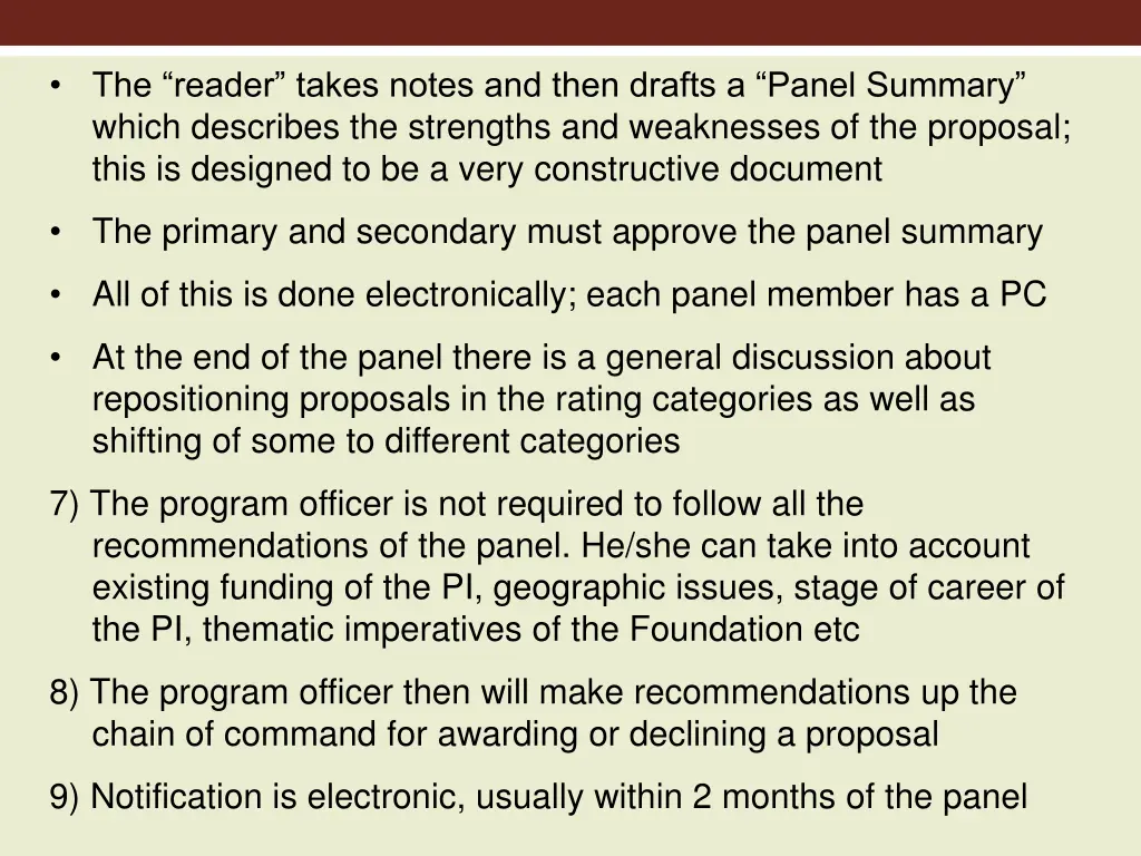 the reader takes notes and then drafts a panel