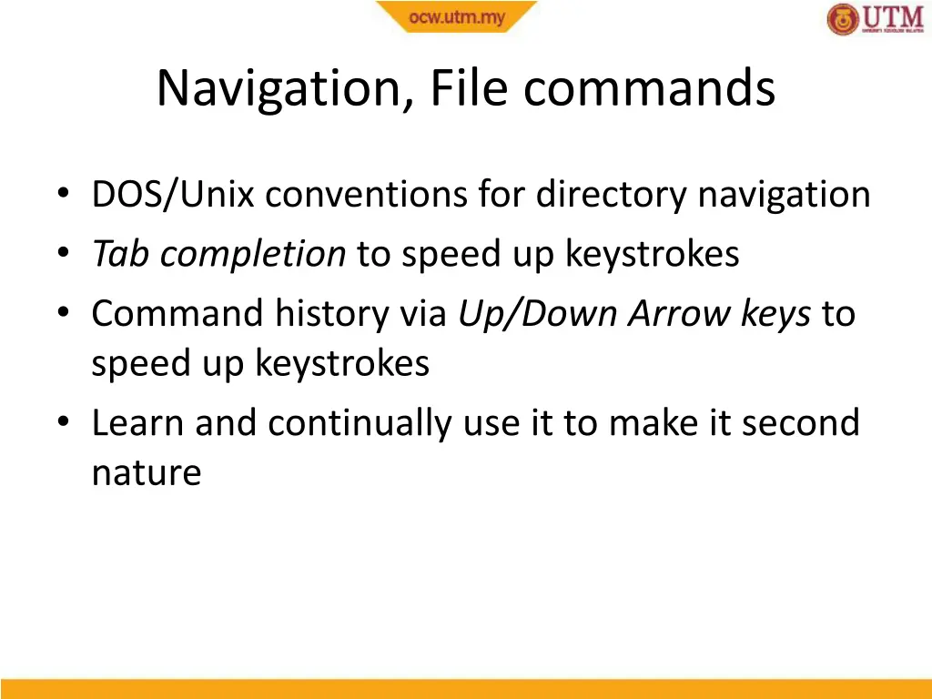 navigation file commands