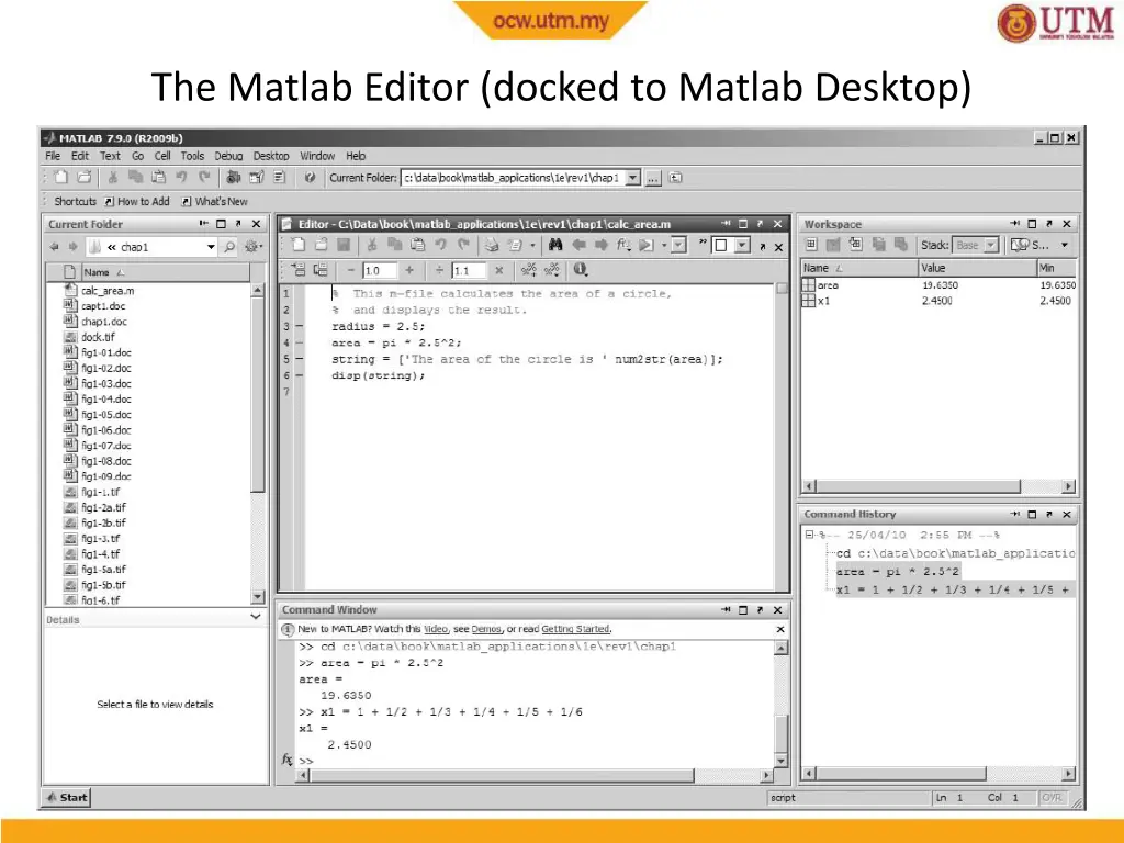 the matlab editor docked to matlab desktop