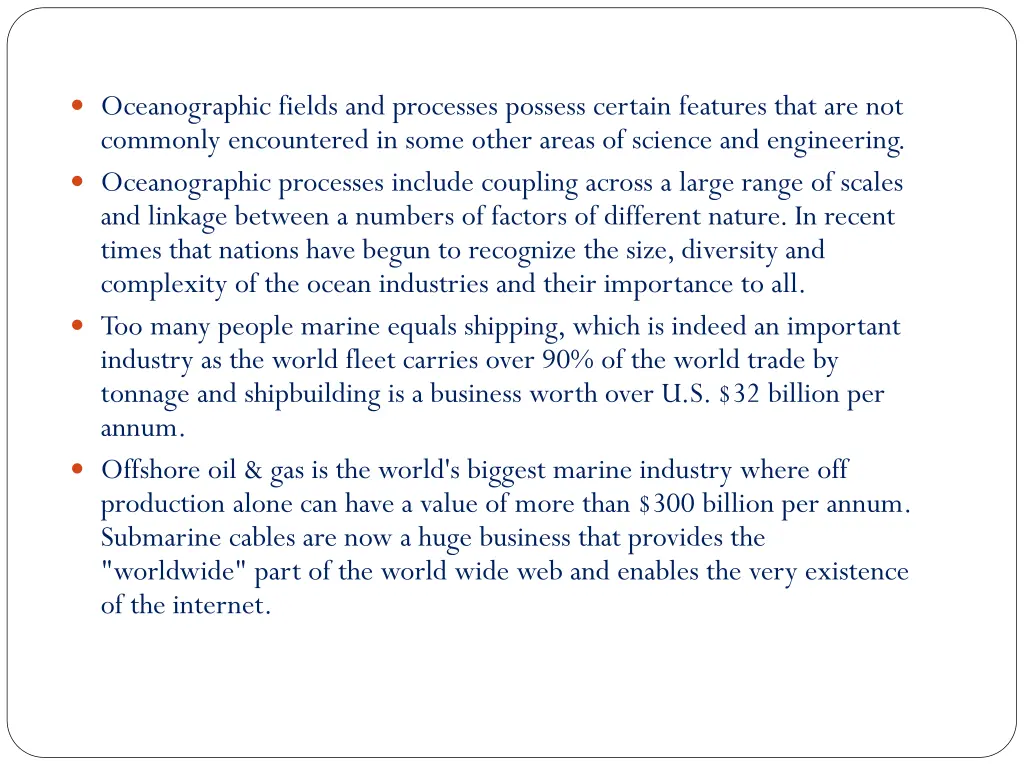 oceanographic fields and processes possess