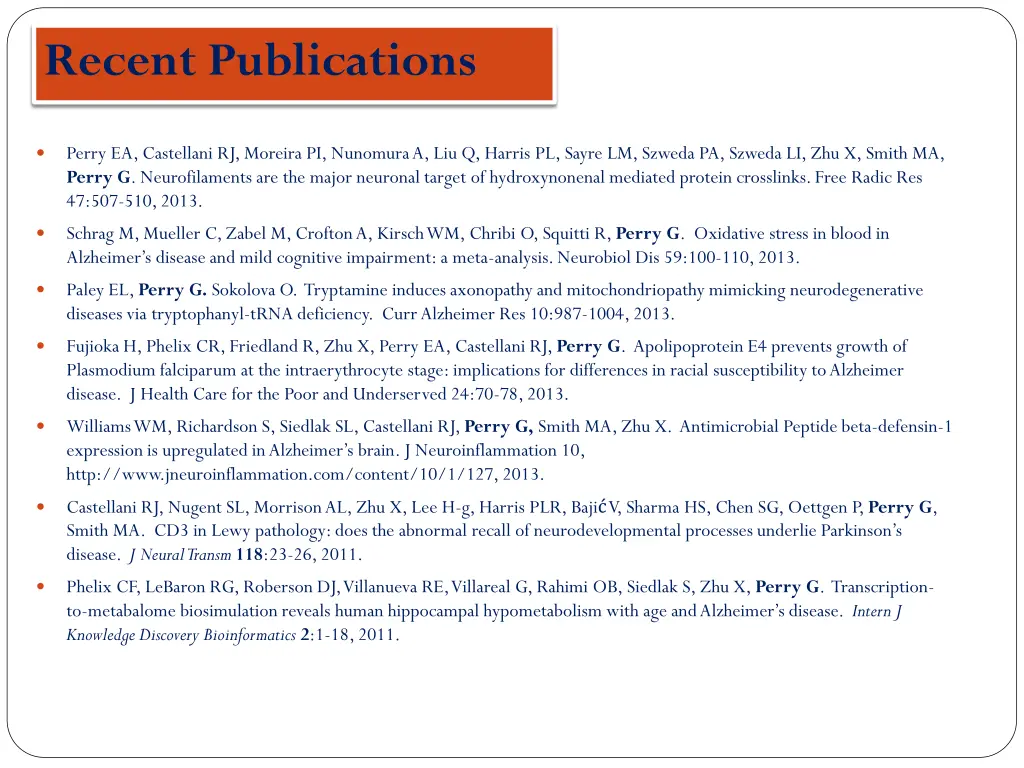 recent publications