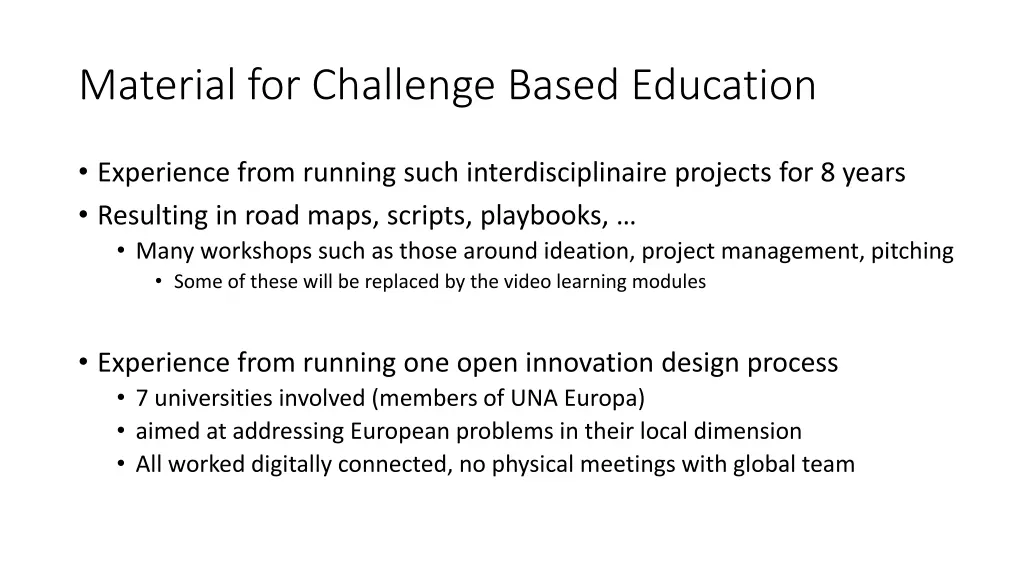 material for challenge based education
