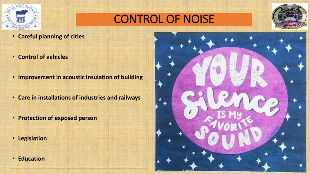 control of noise control of noise