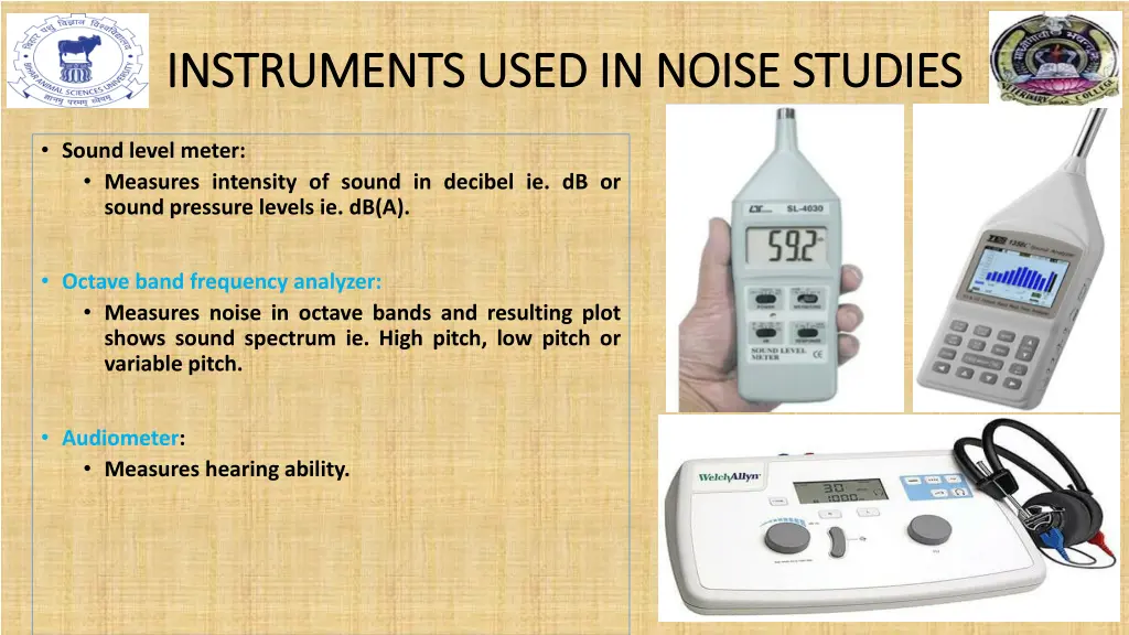 instruments used in noise studies instruments