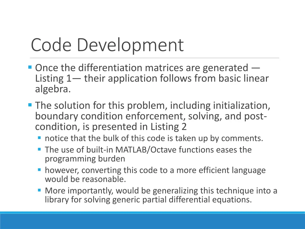 code development once the differentiation