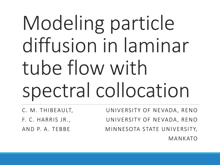 modeling particle diffusion in laminar tube flow