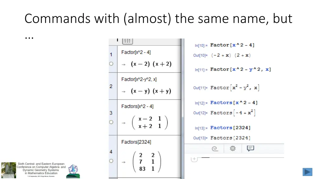 commands with almost the same name but