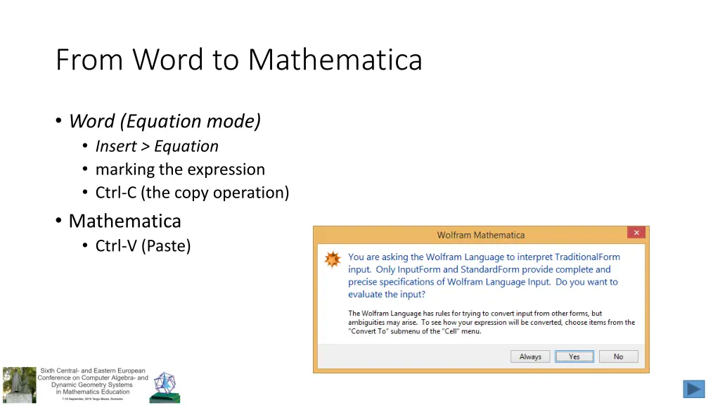from word to mathematica