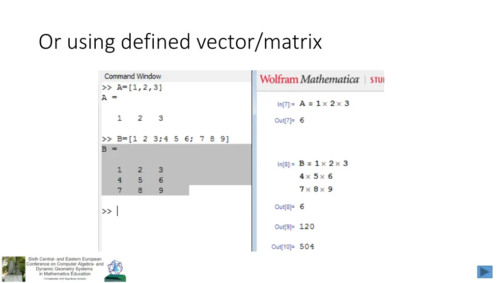 or using defined vector matrix