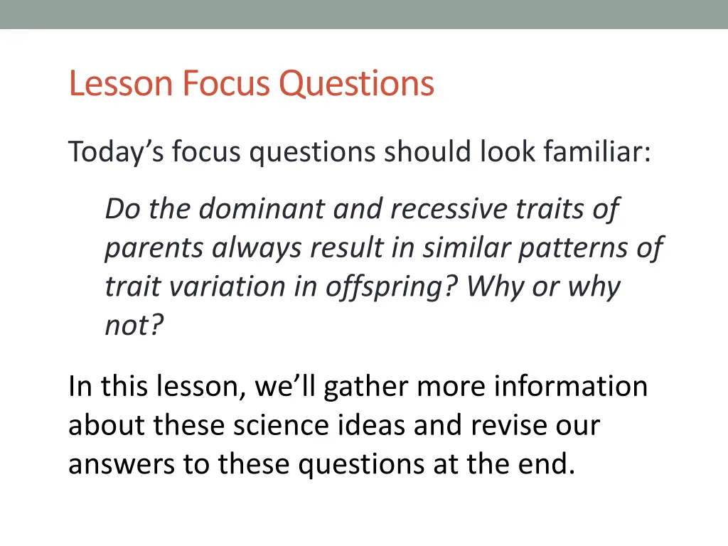 lesson focus questions