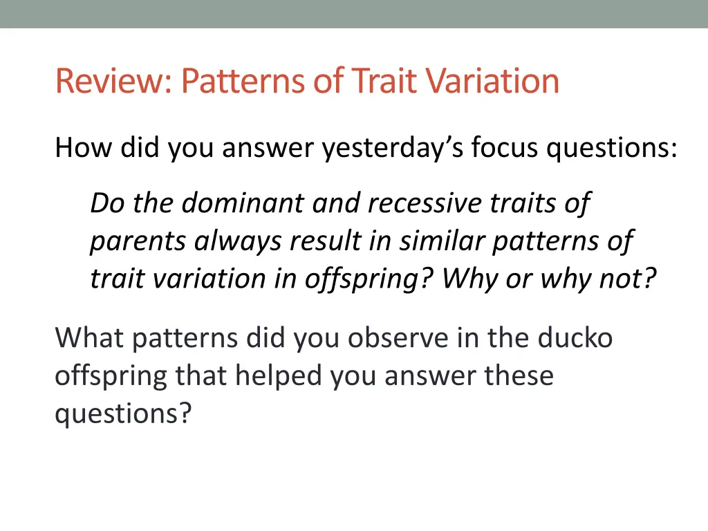 review patterns of trait variation