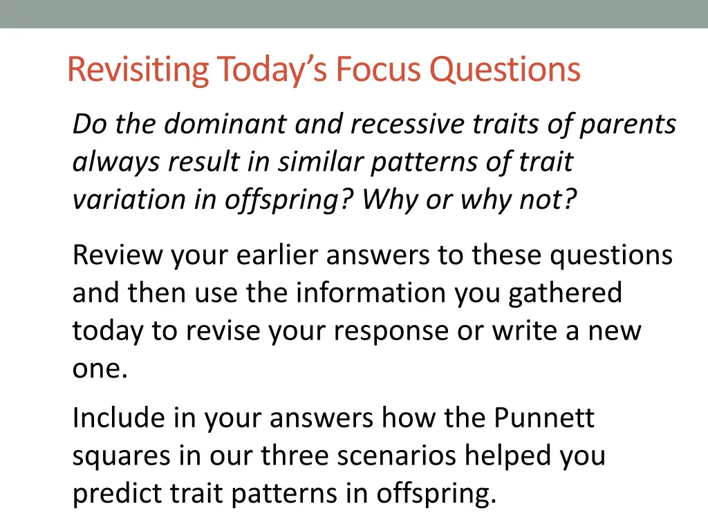 revisiting today s focus questions