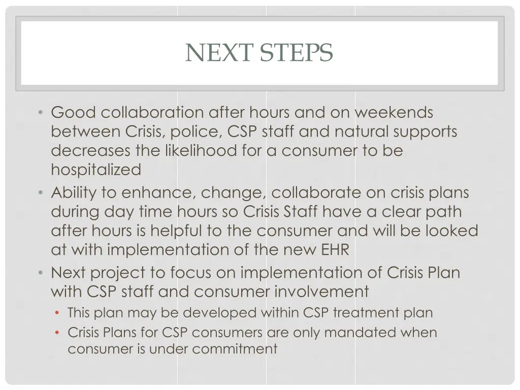 next steps