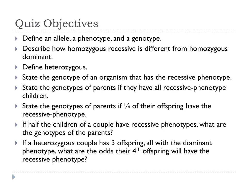 quiz objectives