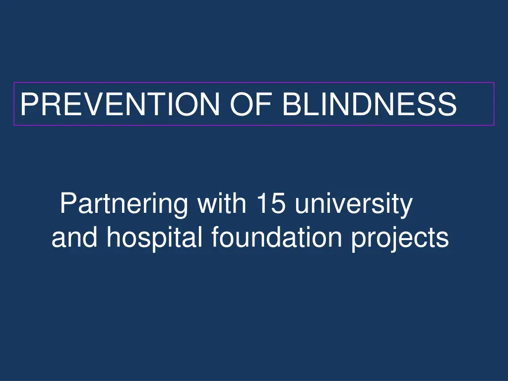prevention of blindness
