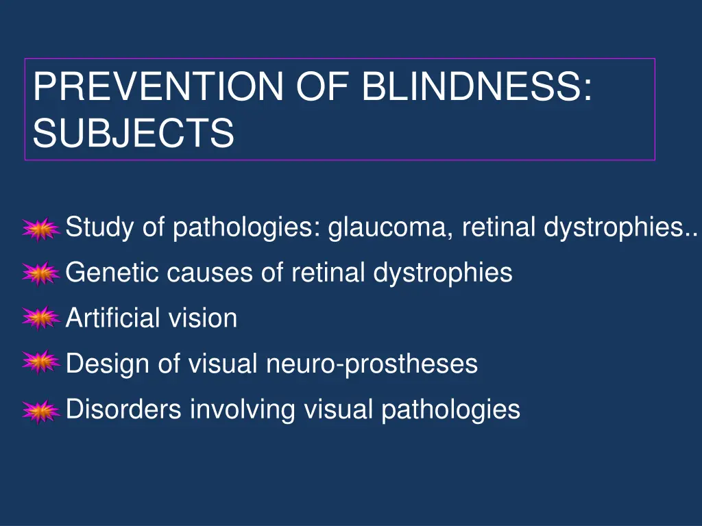 prevention of blindness subjects