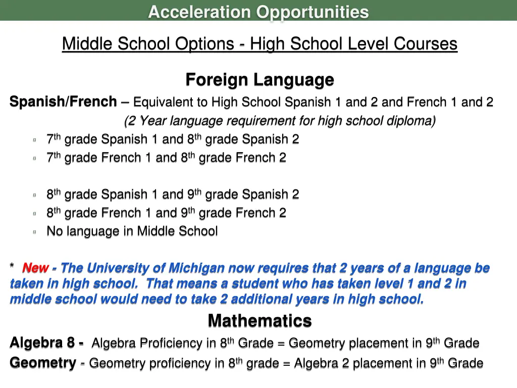 acceleration opportunities