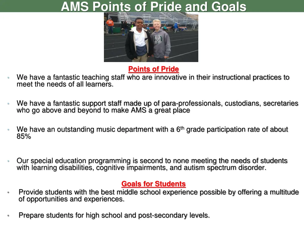ams points of pride and goals