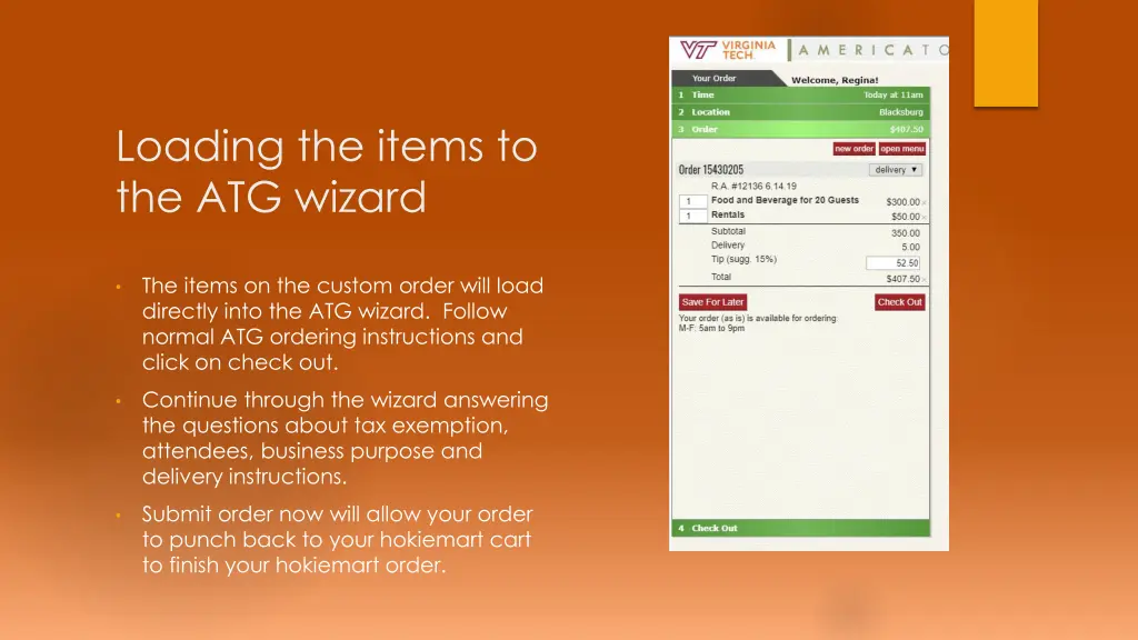loading the items to the atg wizard