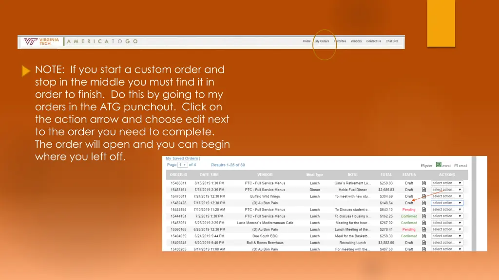 note if you start a custom order and stop
