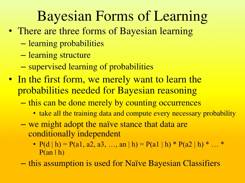 bayesian forms of learning there are three forms