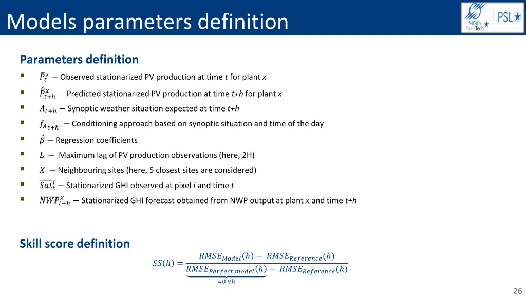 models parameters definition