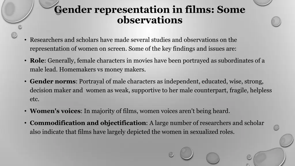 gender representation in films some observations