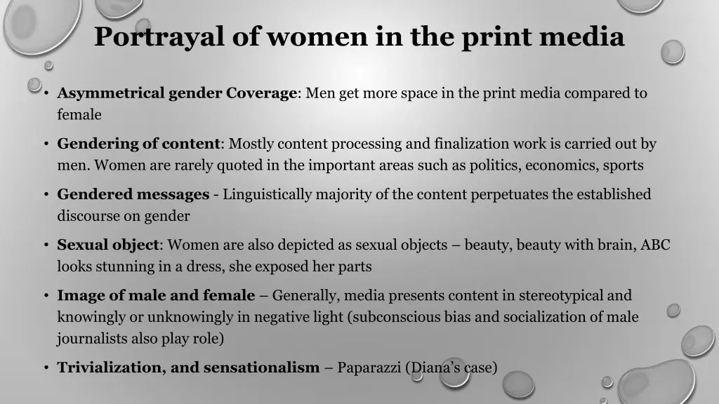 portrayal of women in the print media