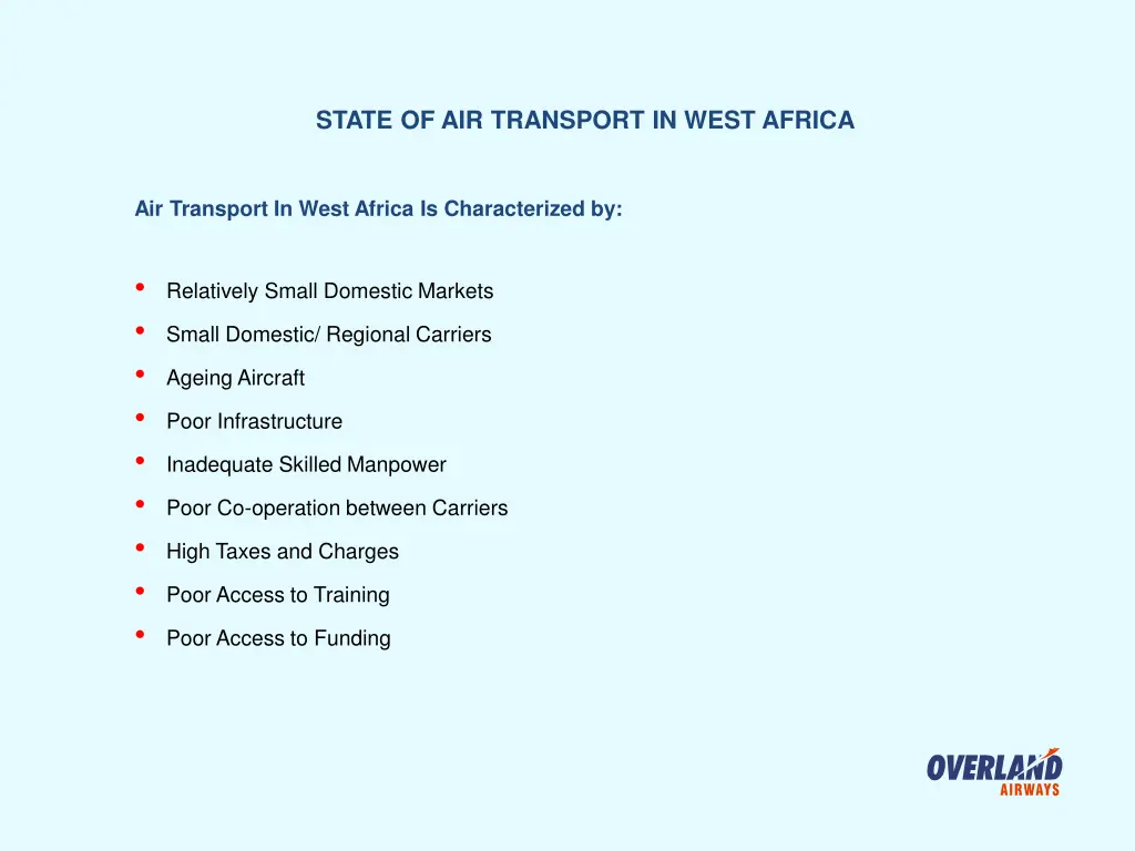 state of air transport in west africa
