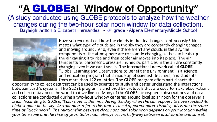 a globe globe al window of opportunity a study