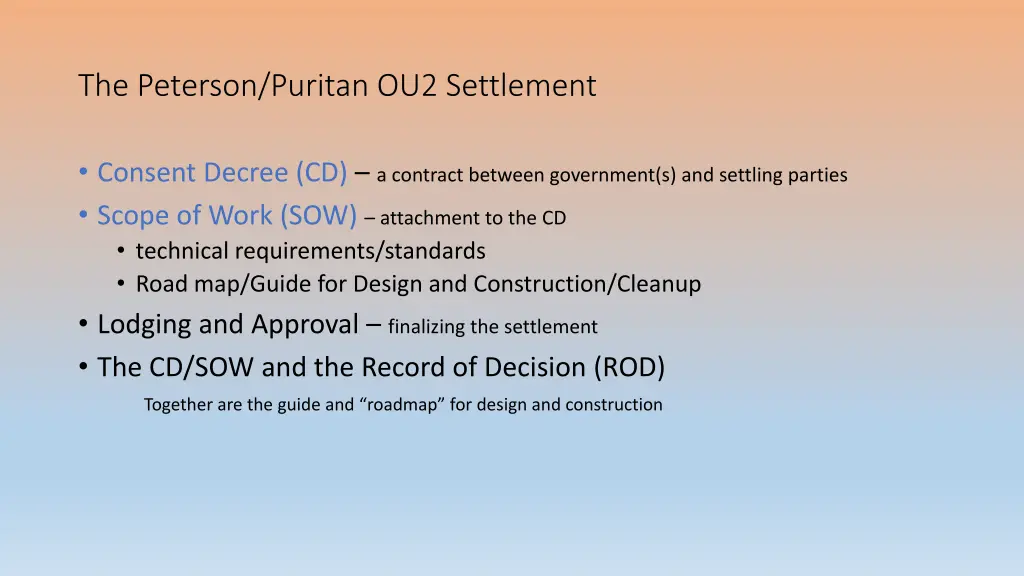 the peterson puritan ou2 settlement