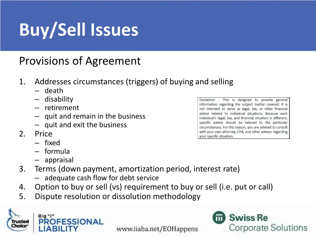buy sell issues