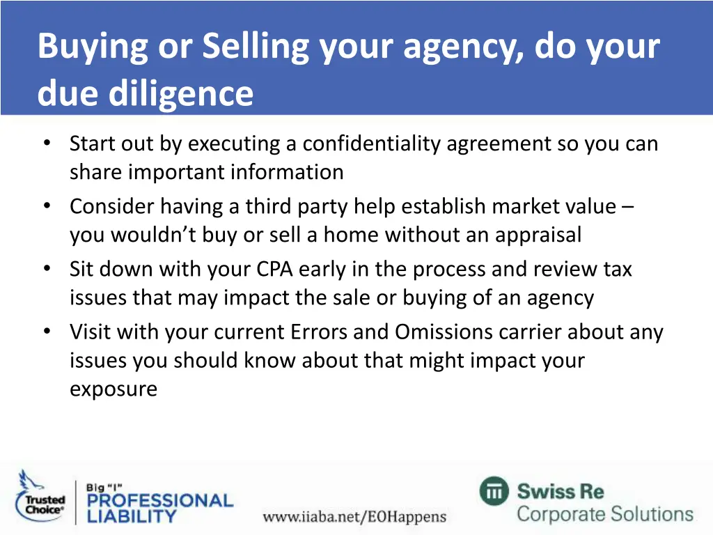 buying or selling your agency do your