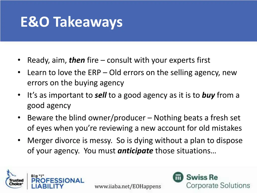 e o takeaways