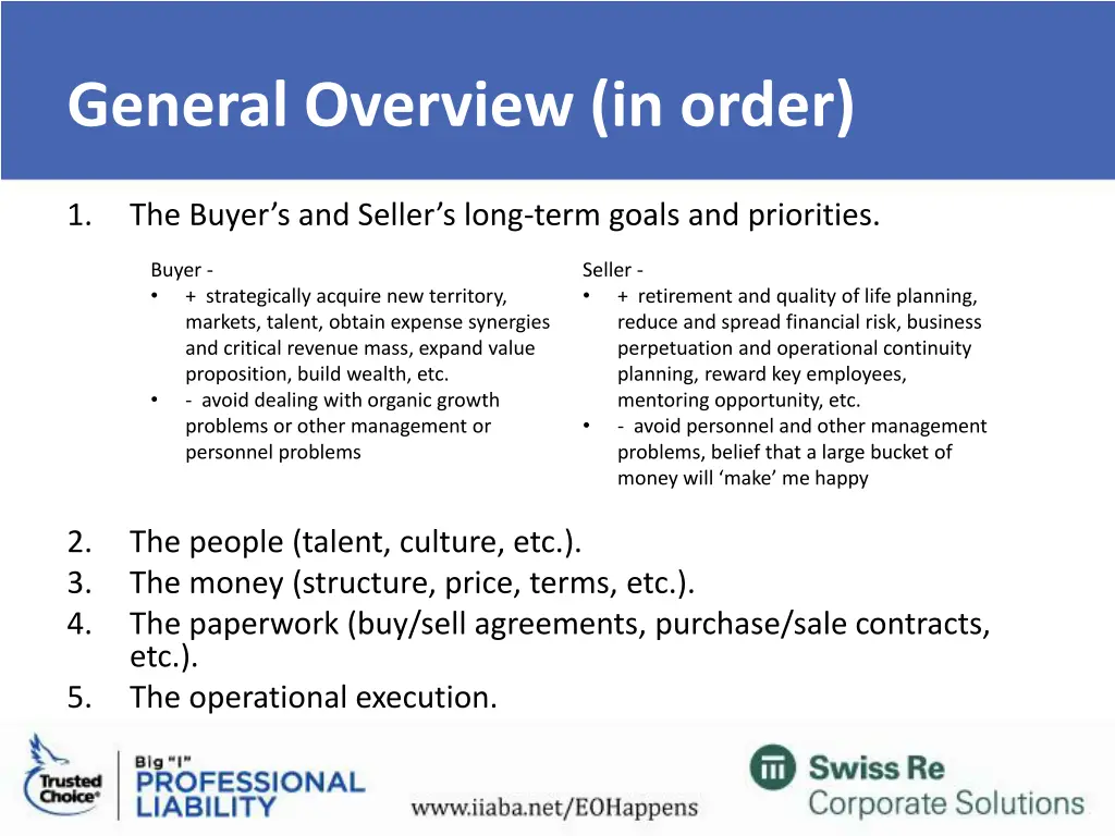 general overview in order