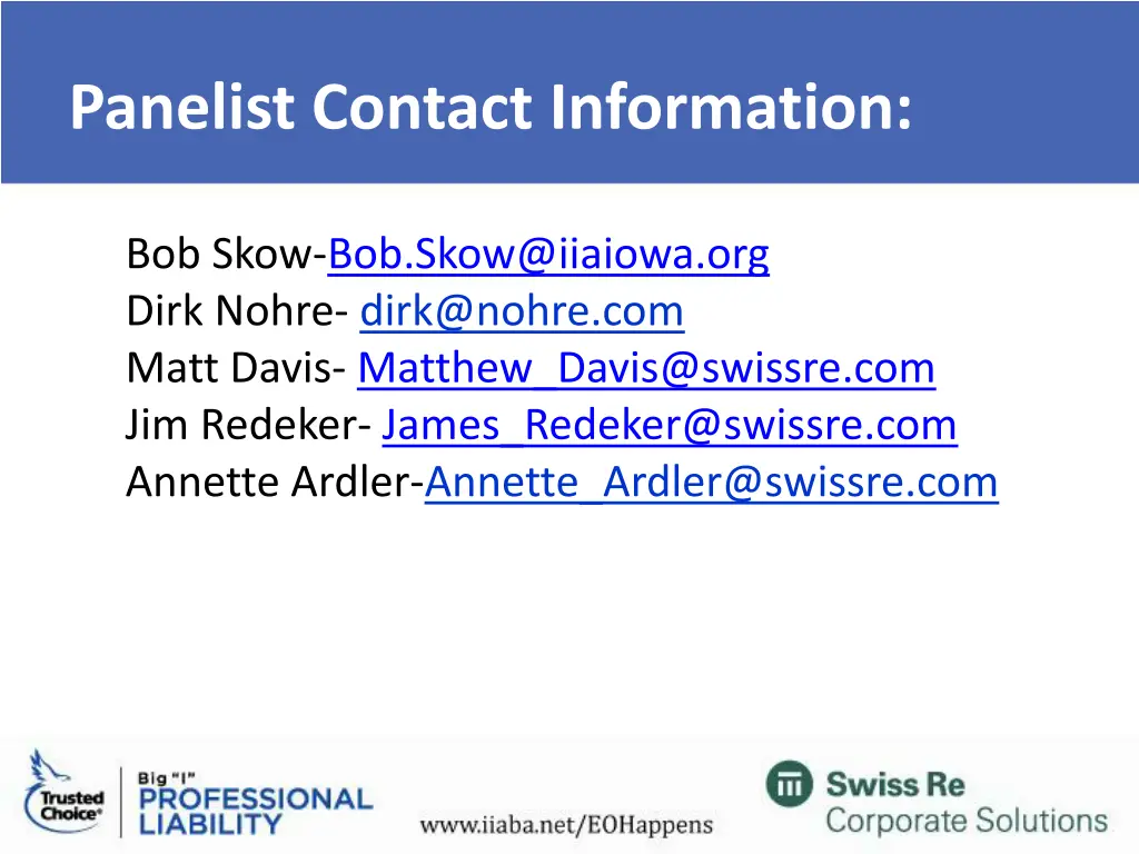 panelist contact information